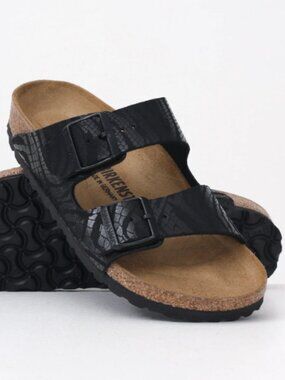 Birkenstock Arizona Zebra Black Synthetics Narrow Width Sandals